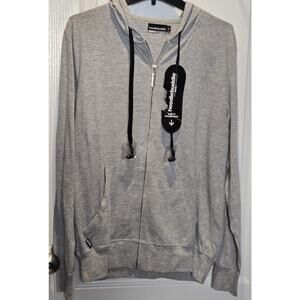 NWT Hoodiebuddie sz M gray Inside AOL logo 90s Y2K full zip